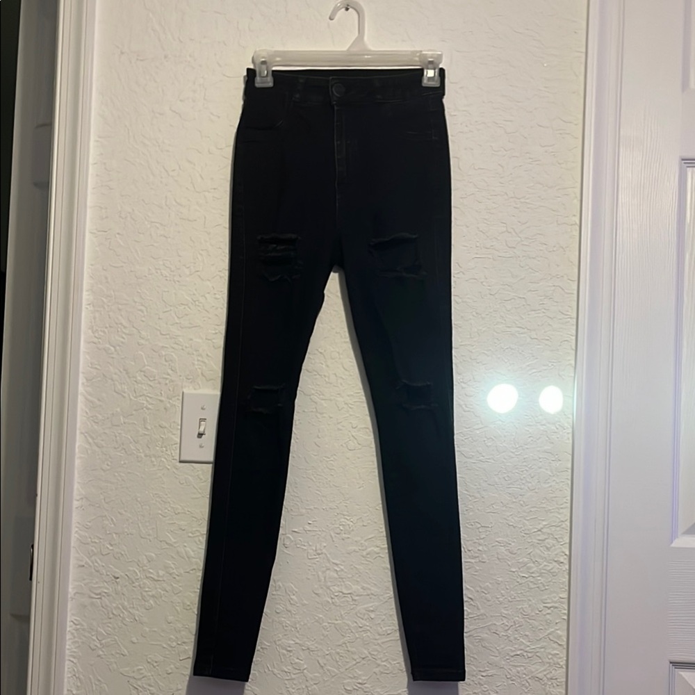 FITJEANS size XS Black Distressed Women's Jeans